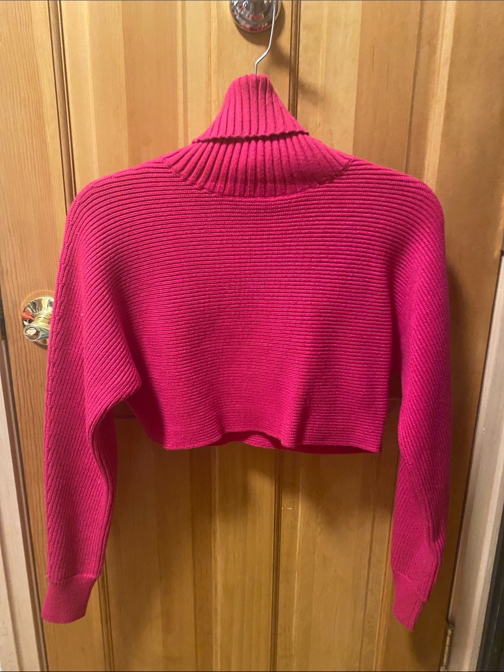 House of Harlow 1960 Cropped Ribbed Turtleneck Sweater in Pink